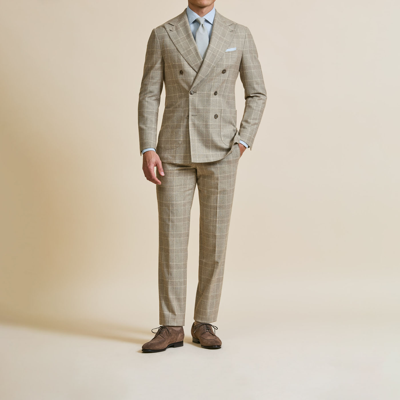 A Pearce Bespoke custom suit on a male model.