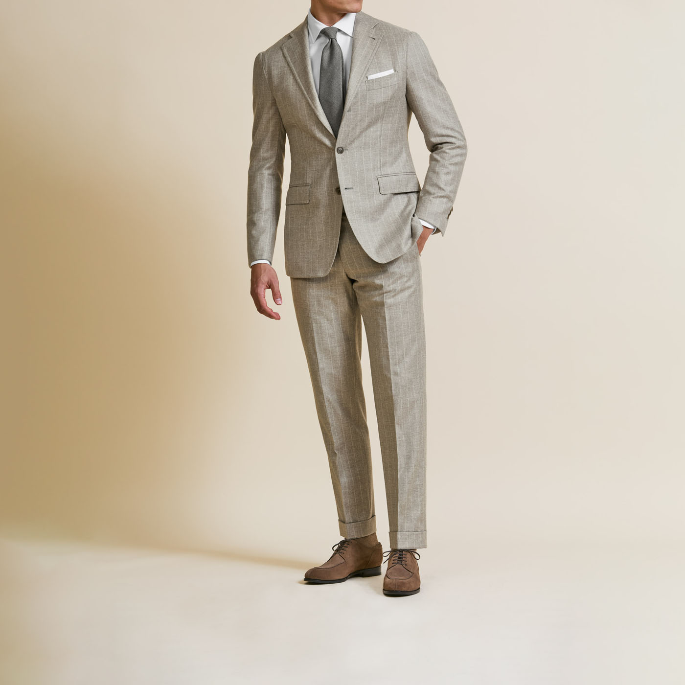 A Pearce Bespoke custom suit on a male model.