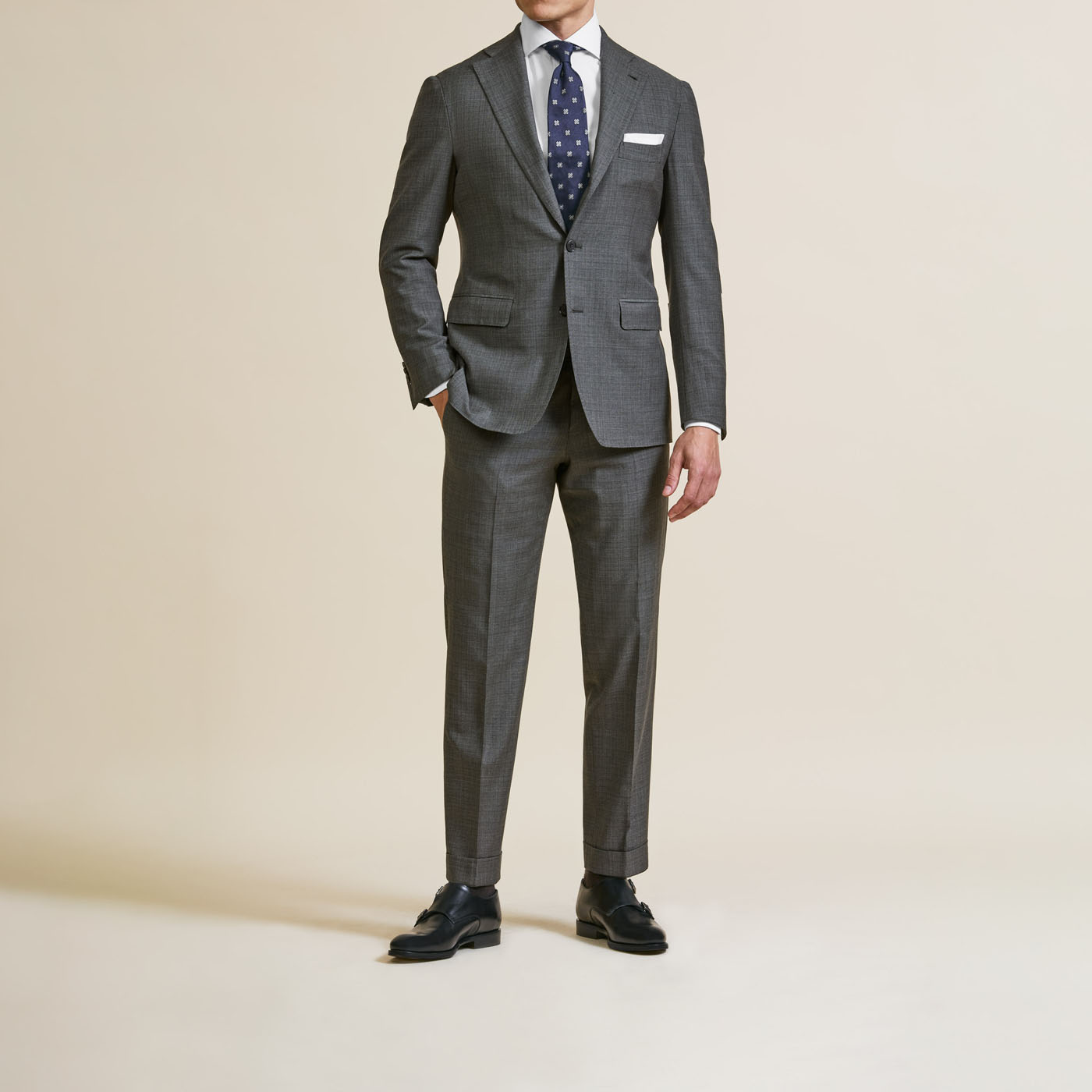 A Pearce Bespoke custom suit on a male model.