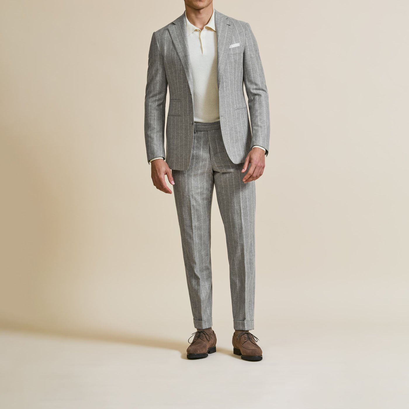 A Pearce Bespoke custom suit on a male model.
