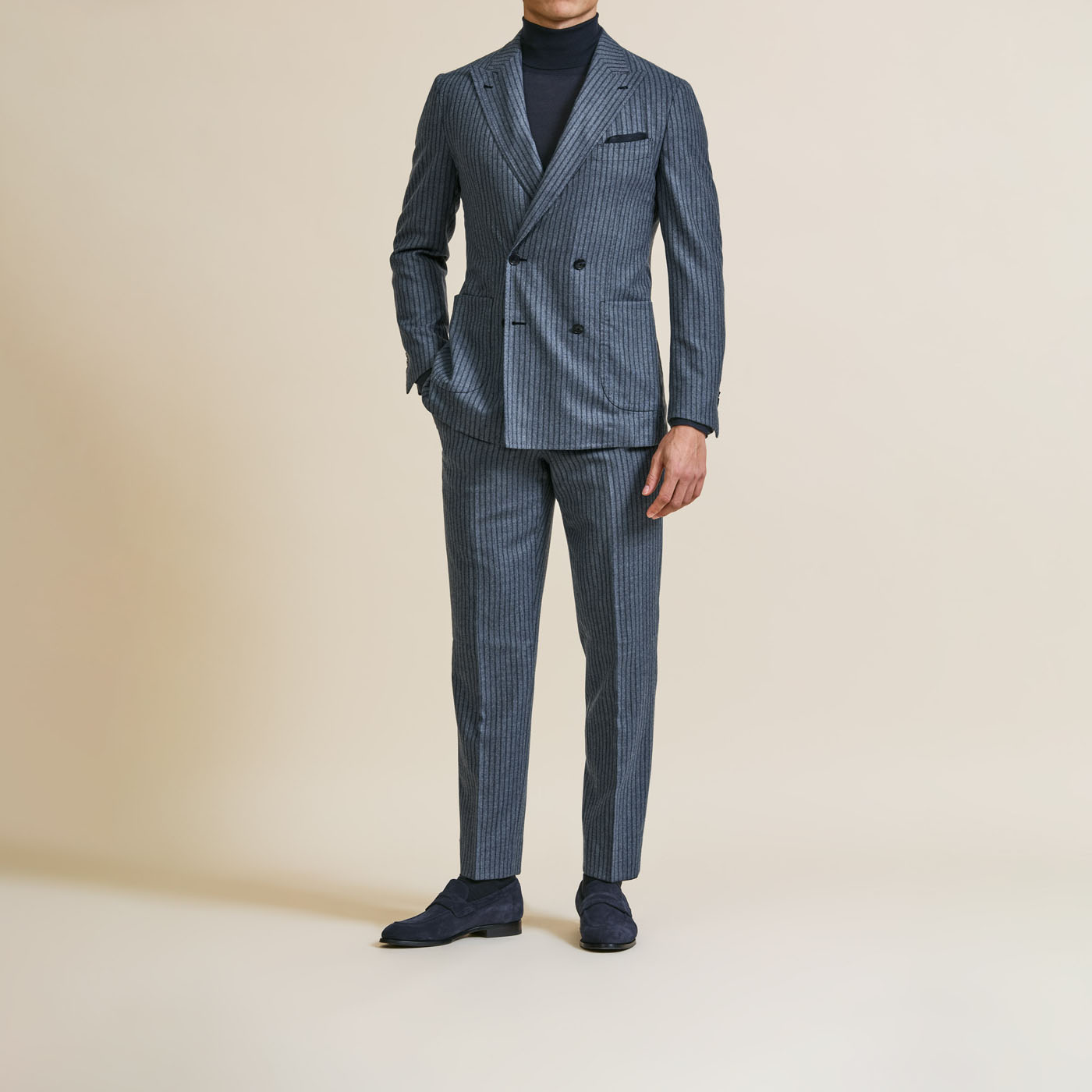 A Pearce Bespoke custom suit on a male model.