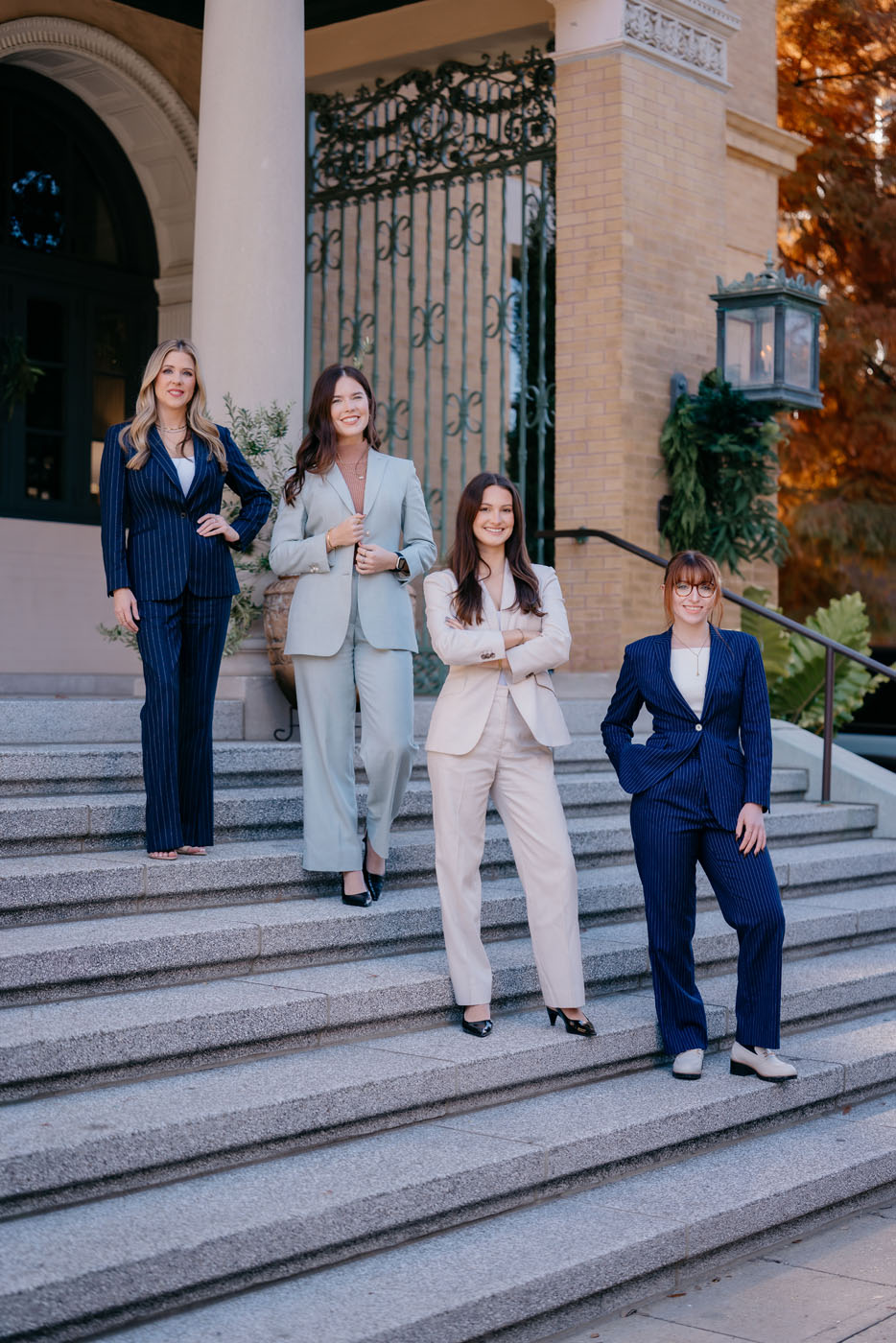 An image of women wearing different custom suits from Pearce Bespoke.